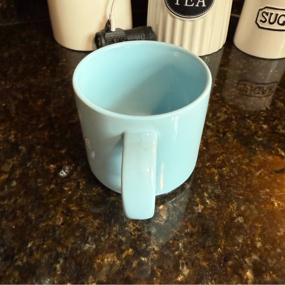 Blue Ceramic Mug with Pink “More Love” message - Picture 3 of 5